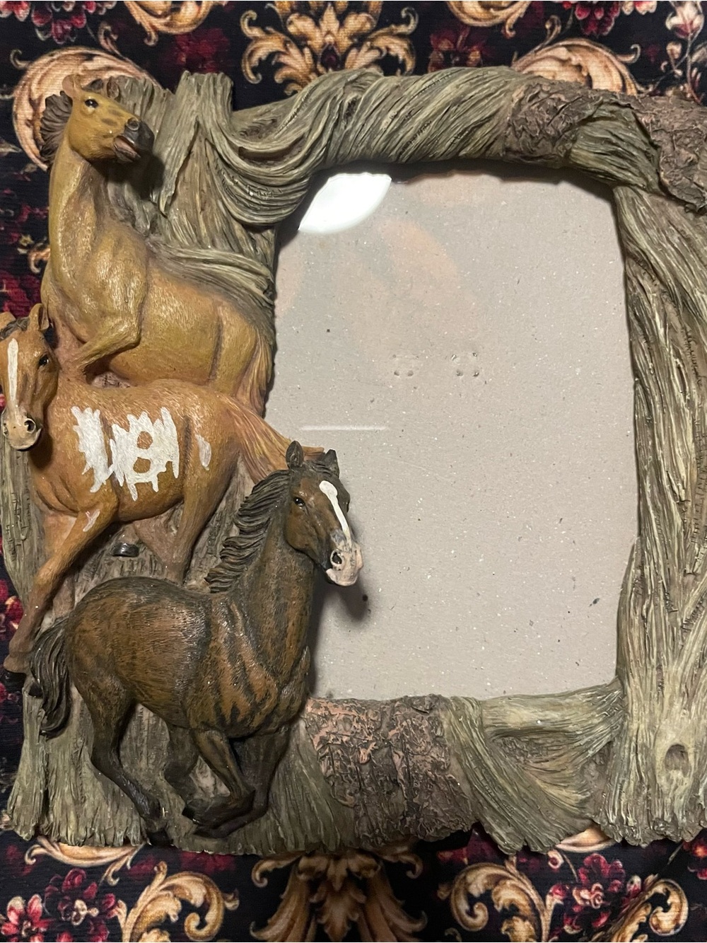 Rustic Horse Trio Photo Frame in Brown and Tan